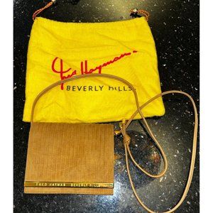 Fred Hayman Beverly Hills Tan Suede Ribbed Purse Handbag Shoulder Bag